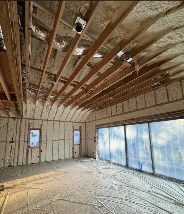 Interior walls and ceiling insulated with spray foam during new construction in Fairwood